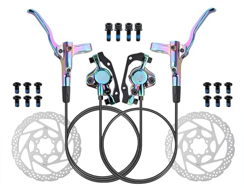 cyklar bakbromstrumma MT200 Cykel Hydraulisk Skivbroms MTB-broms 800mm 1600mm Cykelbroms 2 Kolv 3 Finger Stålspak Cykeldelar(Colorful LF-RR 160mm)