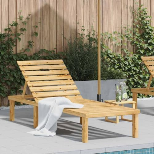 LoogCape Sonnenliege aus imprägniertem Kiefernholz, verstellbare Rückenlehne, Deckchair Liegestuhl für Garten Balkon Terrasse, wetterfest, zum Aufklappen, 200 x 70 cm