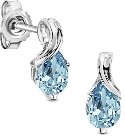 Miore Ohrstecker für Damen aus 9 kt 375 Weißgold- Gelbgold mit birnenförmigem Rubin-Smaragd-Saphir-Topas-Amethyst-Aquamarin-Geschenkbox Verpackung