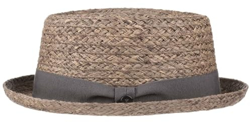 Lierys Burney Pork Pie Raffia Stråhatt by Herrar - Made in Italy porkpie strandhatt med grosgrain band Vår-sommar Sommar - XL (59-60 cm) brun
