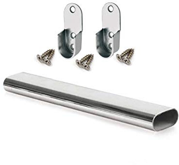 Oval Rail Tube Wardrobe Chrome 800mm + End Support & Screws