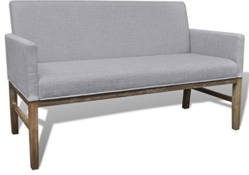 Festnight Sofa Sitzbank Loungebank Polsterbank Sitzmöbel Stoffbezug Holzrahmen mit Rückenlehne Hellgrau