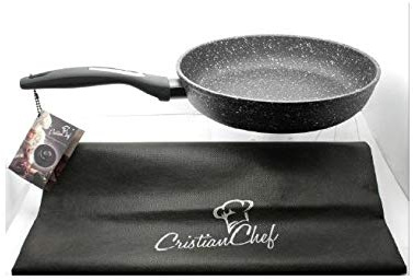 DIMA srl Cristian Chef Padella 32cm in Alluminio Antiaderente con Rivestimento AntiGraffio per induzione Superior, Cottura a Gas, Elettrico e Ceramica