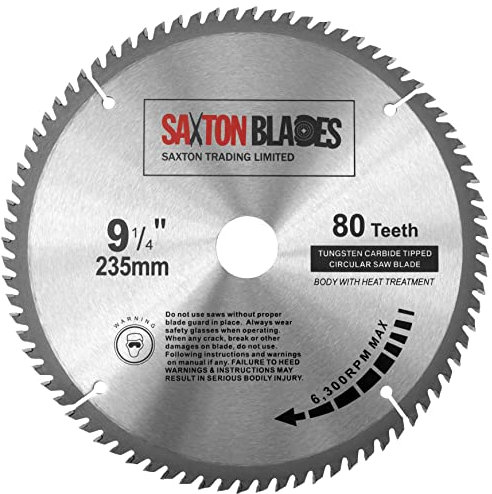 Saxton TCT TCT23580T Lame de scie circulaire à bois - 235 x 30 mm x alésage x 80 dents pour Bosch Makita Dewalt