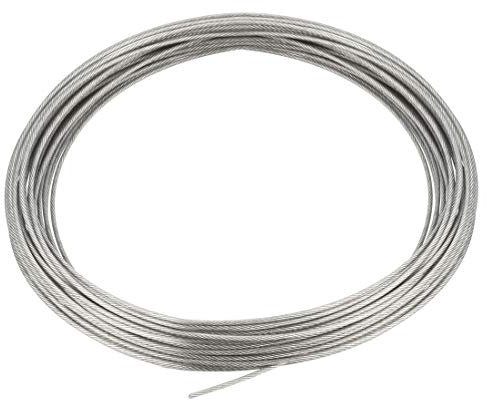 sourcing map 3/64 (1.2mm) 304 Stainless Steel Cable Wire Rope 7 x 7 Strands Core 32.8ft (10m) PVC Coated Aircraft Wire for Construction Outdoors Marine Rigging Decking Railings