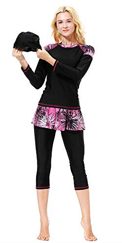 Muslimische Badebekleidung Für Mädchen Bescheidenen Islamischen Badeanzüge Islamische Badeanzug Schwimmanzug Burkini Bademode Schwimmbekleidung Hijab Kleidung Muslim Swimwear (Schwarz, XL)