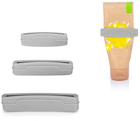 MyGadget 3x Tubenquetscher Set für alle Tuben Größen - Ausdrücken von Zahnpasta, Creme, Kosmetik, Farben - Tubenausdrücker Squeezer Tubenpresse - Grau