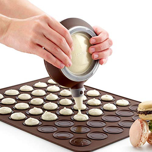 LAURUSQ Silicone Macaron Kit Kitchen Diy Macaron Baking Set With 48 Units Macaron Sheet Mat +1Pc Batter Pot Dispenser,1 Set