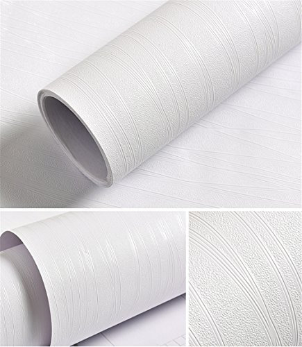 PVC wasserdichte Selbstklebende Tapete 9 * 0.6m Dekorativ Peel Stick Wallpaper Wandbelag Wandaufkleber Rolle Dekorfolie Möbelfolie für Schlafzimmer Wohnzimmer Küchen Badezimmer Cafe Weiß