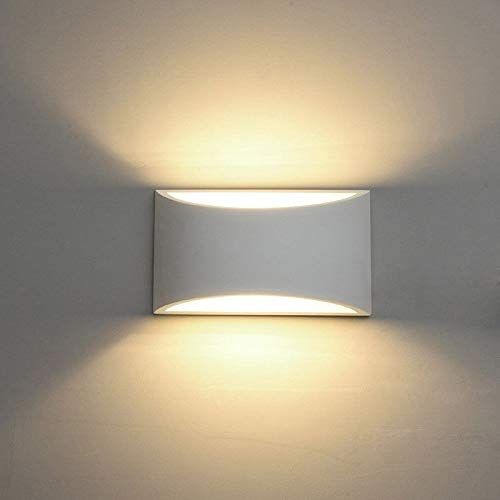 Applique da parete in gesso verniciabile doppia emissione di luce up/down attacco G9 lampada muro rettangolare moderno bianco minimal