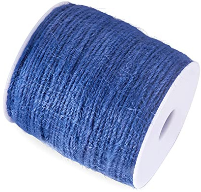 Cheriswelry - Ficelle de jute naturelle de 2 mm - Corde de chanvre - Pour bricolage, artisanat, emballage cadeau, jardinage, bleu roi