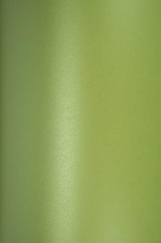 Netuno 50x Perlmutt-Hellgrün Feinkarton DIN A5 21 x 14,8 cm 250g Majestic Satin Lime Bastelkarton glänzend Effektkarton metallic festlich für Hochzeitskarten Weihnachtskarten Dekoration DIY