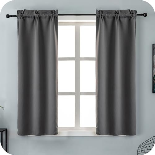 GIRASOLE HOME Coppia Tende Grigie Oscuranti Termiche Morbide Tinta Unita Tenda Isolante per Soggiorno Camera e Interni 2 Pannelli con Tasca 70x145cm