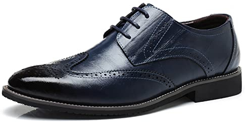 Brogues - Zapatos de vestir clásicos Oxford para hombre, zapatos formales de negocios, zapatos con cordones para hombre, Blue, 46 EU