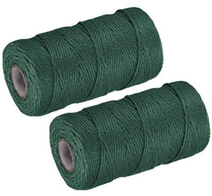 sourcing map 328 Feet 2mm Garden Twine, Indoor and Outdoor Twine for DIY Projects, Dark Green Pack of 2