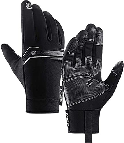 Habiba Handschuhe Herren-Damen-Handschuhe, rutschfeste Touchscreen-Silikon-Fäustlinge mit Reißverschluss, Winter-warmes Wollfutter, Sport-Vollfinger-Handschuhe Winddicht
