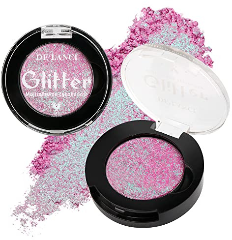 Afflano multikrom glitter ögonskugga metallisk ögonmakeup, färgändrande kameleont glitter ögonskugga skimmer, högpigmenterad krom ögonskugga, enkel gnistrande ansiktslju