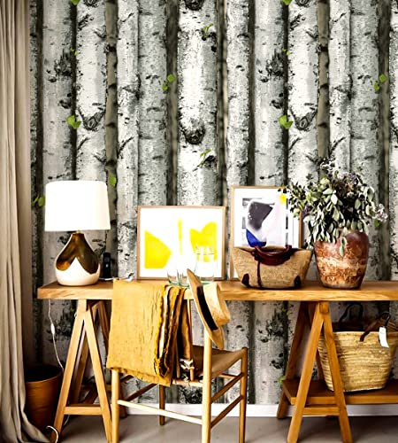 ZHENNEHZ Papel pintado de árbol para despegar y pegar, color negro/blanco, papel tapiz autoadhesivo impermeable y a prueba de aceite, decoración del hogar, 17.7 x 236 pulgadas