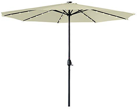 TRMLBE Sonnenschirm 350 cm mit Kurbel Strandschirm Windfest Stabil Aluminium UV-Schutz Marktschirm Gartenschirm Balkonschirm für Terrasse Garten Strand - Beige