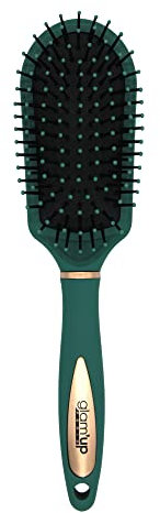Glam'Up Paris - Round End Hairbrush Green Rose Gold - Detangling Hairbrush with Handle - Medium Brush with Round Gusset - 23 x 7 x 3.5 cm - Green Rose Gold