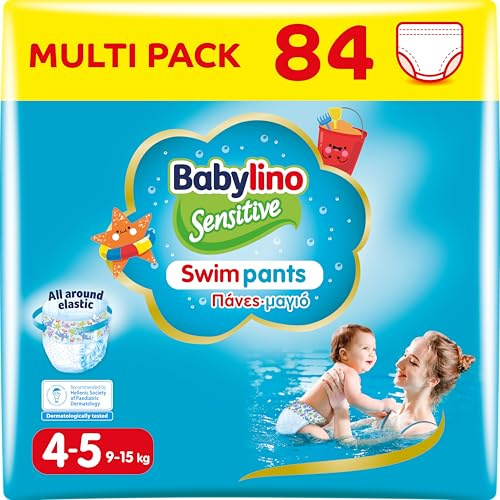 Babylino Sensitive SwimPants, Pannolini Mare e Piscina, Taglia 4/5 (9-15kg), 84 Unità