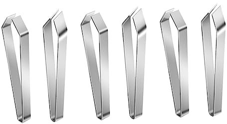 minkissy 6pcs Stainless Steel Food Tweezers Set Slant and Flat Tips, Pig Hair and Fish Bone Removers for Kitchen Cooking and Food Preparation
