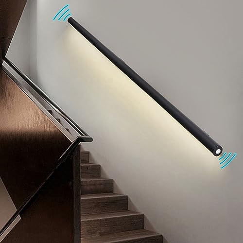 Väggled med Rörelsesensorljus, Räcke Med LED Ljus, Robust Säkerhetstrappa Ledstång för Inomhustrappor, Mattsvart (Size : Right-78 (200cm))