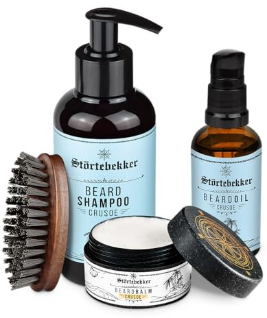 Störtebekker® Premium Anti Juckreiz Set - Hochwertiges Bartpflege Set für Männer - mit Bartöl Crusoe, Bartbalm, Bartbürste, Bartshampoo - tägliche Bartpflege gegen Juckreiz - Geschenkidee Herren
