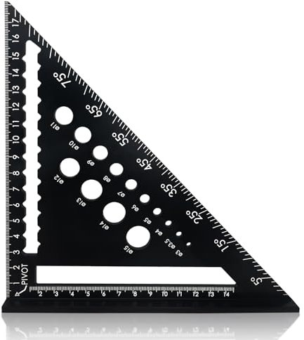 Zimmermannswinkel, Hochpräzises Ddreieckiges Lineal, 7 Zoll Dreieckslineal, Winkel Anschlagwinkel 45 und 90 Grad Winkel, Layout Messwerkzeug (Schwarz)
