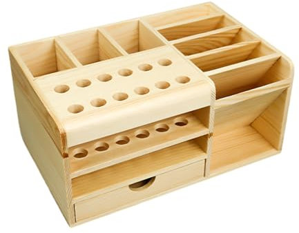 Rebellious Caja de almacenamiento de madera para teléfono, destornillador, pinzas, accesorios para bolígrafos, organizador de control remoto, colector de escritorio, caja de almacenamiento remoto
