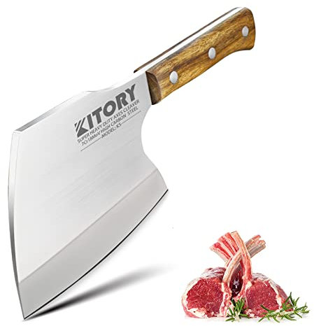 Kitory Hackmesser 16 cm Klinge, Extradicker 6,25 mm für gefrorenes Fleisch und große Knochen, Extrem Scharf Metzgermesser, Full Tang Küchenbeil Knochenbeil, K5-DE