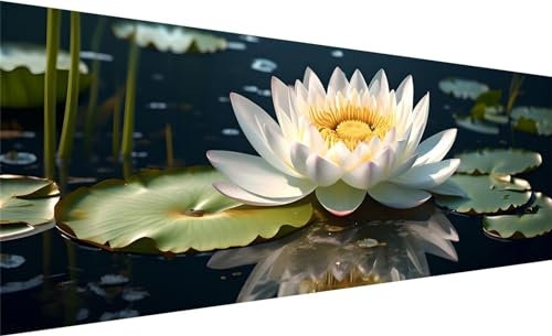 Diamond Painting XXL 300x100 cm, 5D DIY Blume Diamond Painting Runde Steine Strass Cross Stickerei Kunst Kits, Diamond Painting Zubehör Set Basteln Erwachsene, Geschenk Diamond Painting Seerose V-8