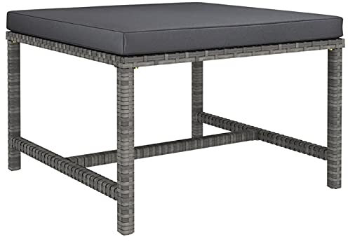 Festnight Modular-Fußhocker Balkon Möbel Für Kleinen Balkon mit Kissen Grau Poly Rattan Gartenlounge Loungemöbel Terrasse