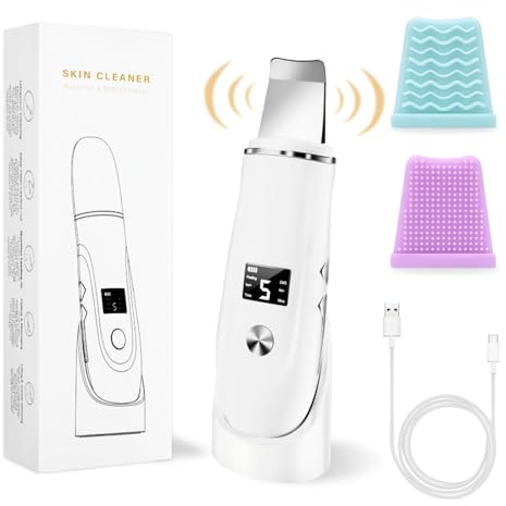 Limpiador facial 4 en 1, espátula facial para limpieza profunda, removedor de puntos negros, limpiador de poros, cargador USB y recargable inalámbrico