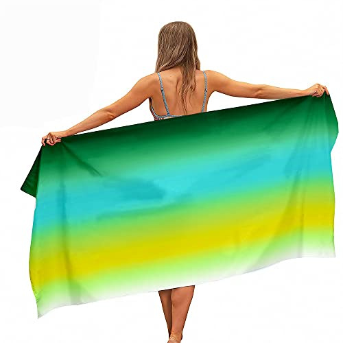 Treer Strandtuch, Farbverlaufs Stil Mikrofaser Handtuch, Strandtuch XXL/XL, Ultra Leicht Tragbares Sandfreies Schnelltrocknendes Handtuch, Perfekt für Strand Sport Sauna (180x150cm,Grüner Farbverlauf)