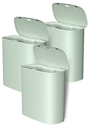 Poubelle Poubelle à capteur Intelligent 10l, maison, salle de bains, toilettes automatiques avec couvercle, salon électrique, corbeille à déchets à fente étroite Corbeille à papier ( Color : Green , S