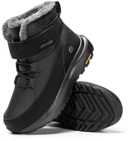 FitVille Womens Snow Boots Winter Extra Wide Shoes | Snow Boots,Winter Warm,Waterproof,Extra Wide,Non-Slip,Outdoor,Wide Width,Lightweight,Adjust strap,Keep warm