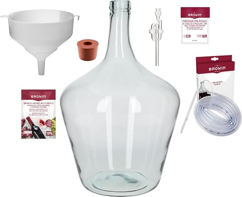 lilawelt24 Komplettes WEINSET Gärballon Glasballon|Weinballon Glasgärballon|Gärung|Gärbehälter mit Gäraufsatz Glasgärballon Weinzubehör Weinhefe Trichter (15L)