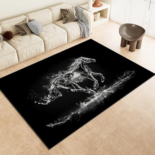 SANBEC Abstrakte Kunst, Wasserperlen, Pferd, Eingangstürmatte, dekorativer Teppich, Schlafzimmer, Wohnzimmer, Badezimmer, Restaurant, Küche, Bodenmatte, Teppich