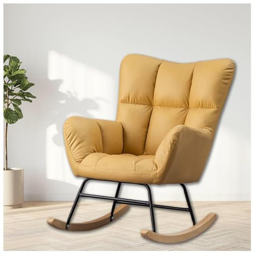 HJXBD888 Stillstuhl mit Armlehnen und gepolsterter Schwingsessel Baby Stillsessel, Belastbarkeit bis 120 kg für Wohnzimmer/Schlafzimmer/Balkon,Yellow