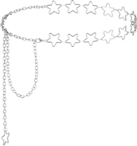 Mabor Körperkette Silber,Gürtel Kette Stern Bauchkette Silber Kettengürtel Taillenkette Verstellbarer Körperkette Metall Taille Kette Stern Gürtel Damen Hüftkette Taillengürtel für Kleid Jeans