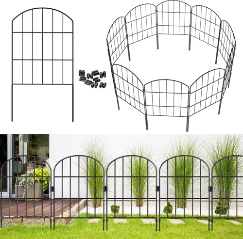 MOOTACO Garden Fence 10 Pack, Rustproof Metal Wire Fencing,61 x 325cm Landscape Folding Fencing Panel,Patio Yard Outdoor Border Animal Barrier