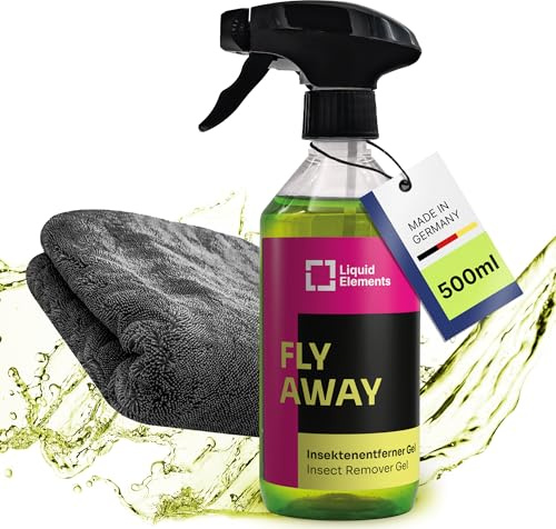Liquid Elements Insektenentferner Set 2-tlg., Gel + Trockentuch | 500ml Gel Sprayflasche & Black Hole Trockentuch, zum Aufsprühen & Wegwischen, gegen Insektenverschmutzungen
