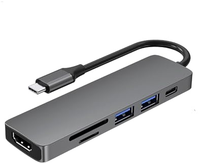JZK Adaptador multipuerto USB C HUB 6 en 1, concentrador USB Tipo C con 4K HDMI, Lector de Tarjetas SD/TF, Puerto USB 3.0/2.0, Carga de energía de 100 W Compatible con MacBook Pro Air, para iPhone