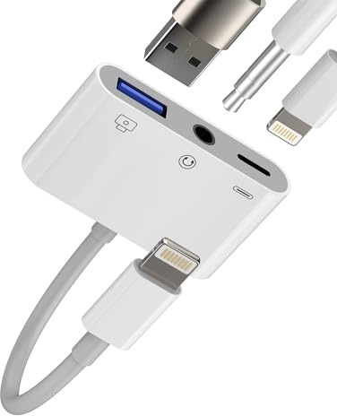 Lightning auf USB Adapter 3.5mm Kopfhörer Klinke Splitter(3in1)OTG 3.0 für iPhone14 13 Pro für Apple MFi Certified Charge Anschluss Audio Aux Lade Kabel Headphone Jack Connector für iPad Digitalkamera