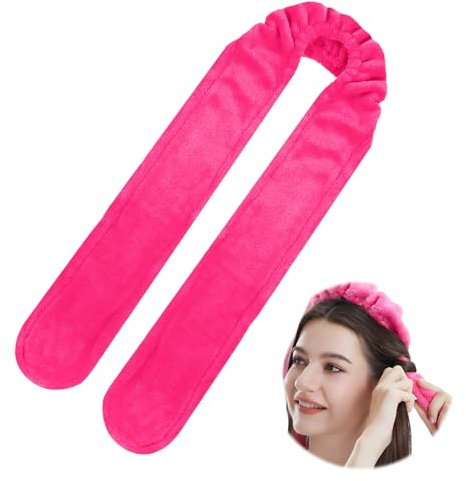 Bigodino Lungo per Boccoli,Bigodini Flessibili per Capelli Senza Calore,Bigodini Morbidi Per Dormire,Fascia Bigodino Capelli Grandi per Volume,Heatless Waves Curlers per Capelli Medi Lunghi (Rosa, M)