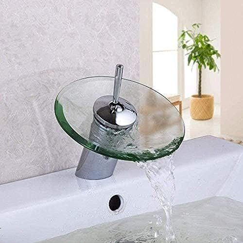 Deck montiert Bad Waschbecken Mixer Single Griff Glas Wasserfall Wasserhahn Badezimmer s, Waschbecken