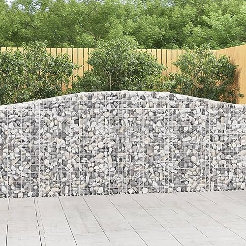 Homgoday Gabion Baskets, Galvanised Iron Wire Mesh Cages 400x30x100/120 cm for Retaining Wall Garden Fence Privacy Outdoor Decoration