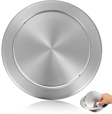Hemobllo Tapa Basura Acero Inoxidable Tapa De Basura Abatible Con Ojal Empotrada Para Cubo De Repuesto Para Lavabo Y Encimera 9.37X9.37X1.29In