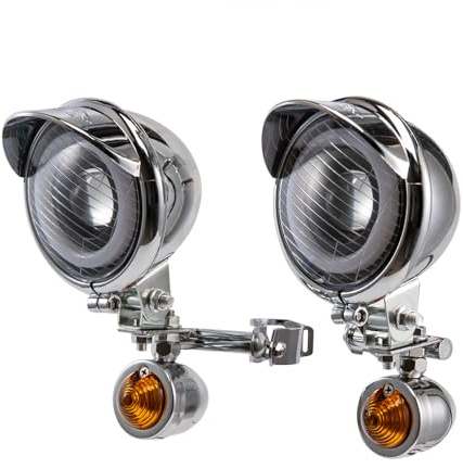 evomosa Motorrad Nebelscheinwerfer LED Motorrad Zusatzscheinwerfer LED zusatzscheinwerfer Blinker mit Ständer IP68 Wasserdicht Weiß Licht für Touring Road King Choppers Cruiser Custom